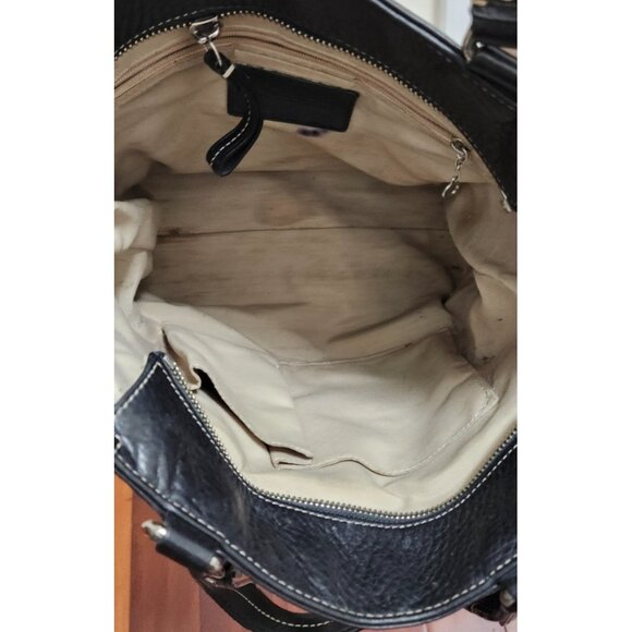 Coach Black Pebbled Leather Tote Bag Women’s Shoulder Bag Silver Hardware Buckle - Picture 11 of 16